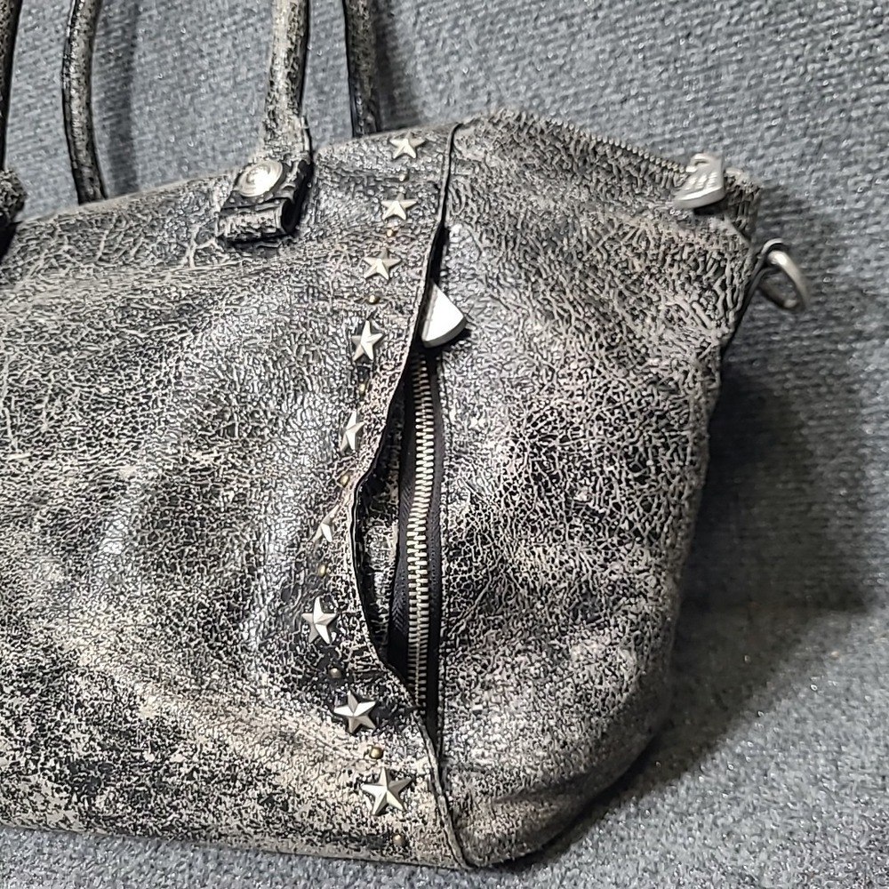 George Gina &‎ Lucy Star Shoulder Bag Black Distressed Leather Handbag - Picture 6 of 16